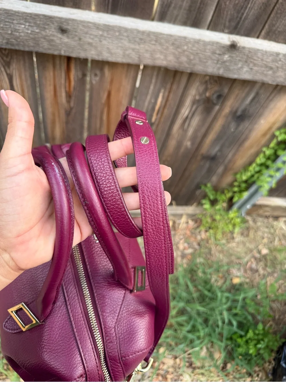 Versace 2012 Plum Leather Satchel with Gold Hardware